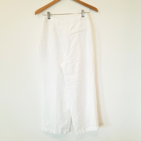 Whistles White Relaxed Leg Cropped Flare Linen Blend Pants Lightweight Flowy EUC - Picture 3 of 16